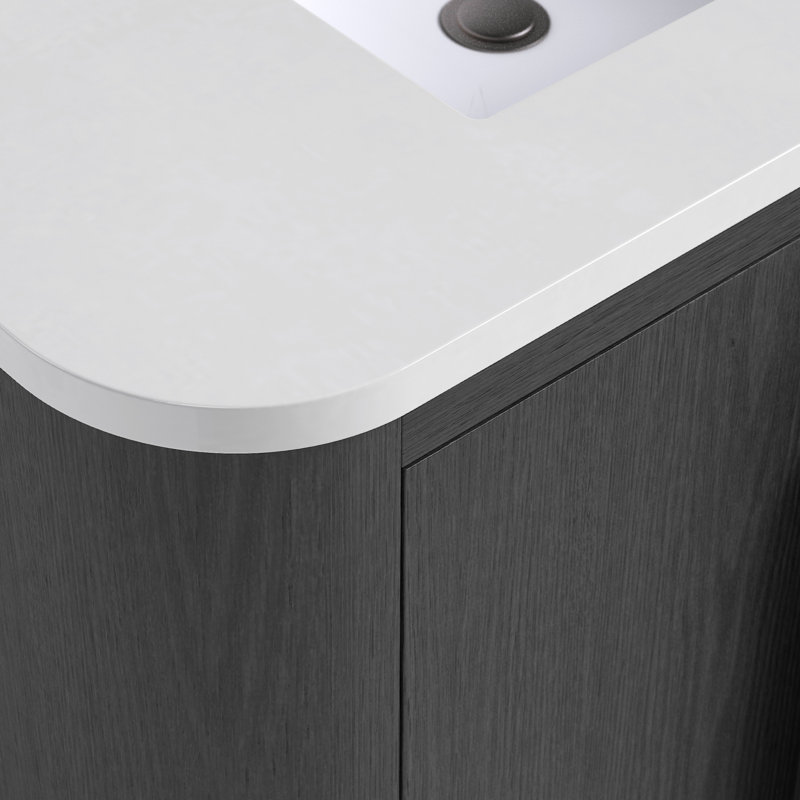 Harper Vanity, Ebony Oak, 60" W, White Quartz