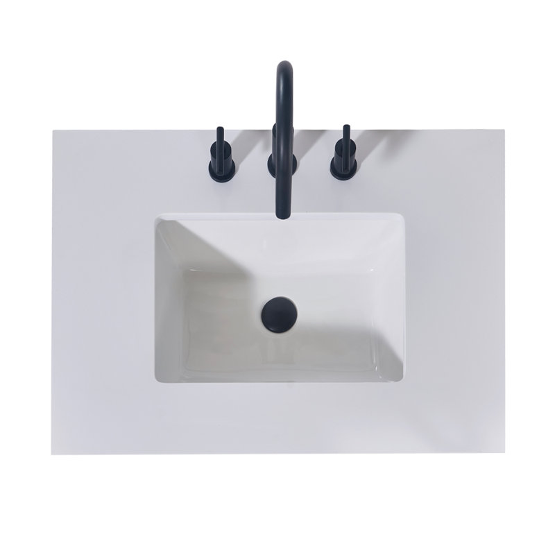 30" Snow White Ceramic Bathroom Vanity Top with Sink