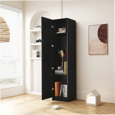 Armoire de rangement murale empilable, P 15,75 po x l 15,75 po x H 70,87 po, noire