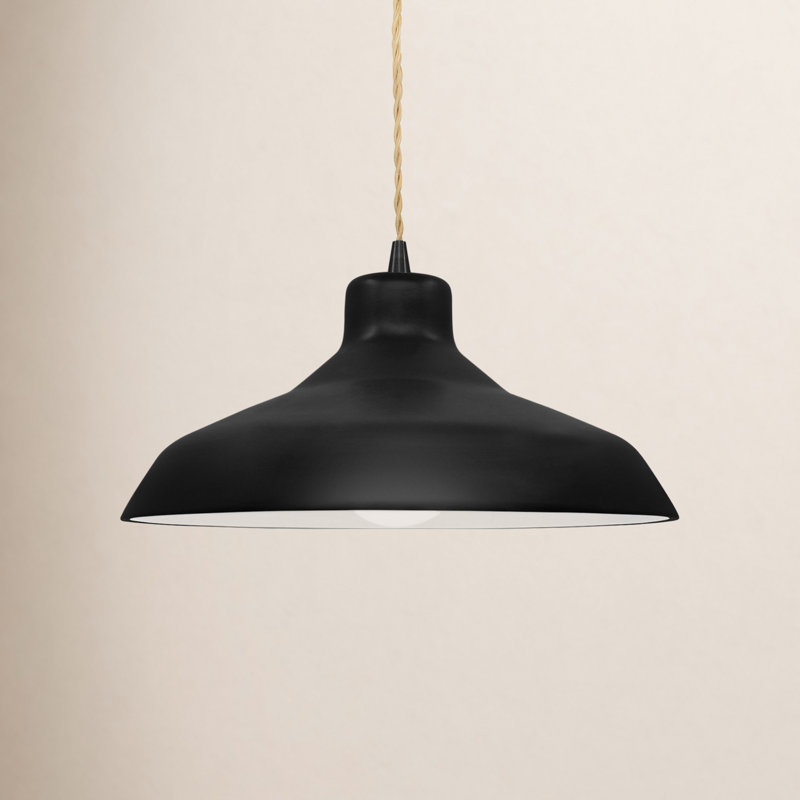 Luminaire suspendu en forme de dôme à 1 lumière Fallon, Noir mat carbone, H 6,25 po x l 13,5 po x P 13,5 po, Noir mat