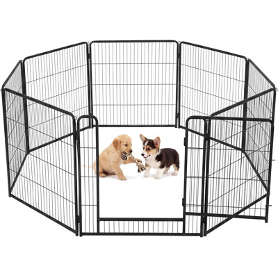 Parc pour chien robuste à 8 panneaux, clôture pliable en acier galvanisé avec porte sécurisée et sac de transport, 79 x 60 cm