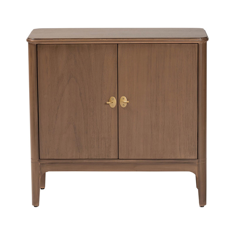 Armoire de rangement à 2 portes bali & pari Latifa avec bords arrondis et poignées de porte en métal pour le salon ou le vestibule