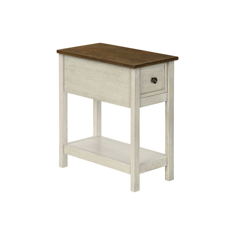 Table d'appoint, Dessus en noyer / base blanche