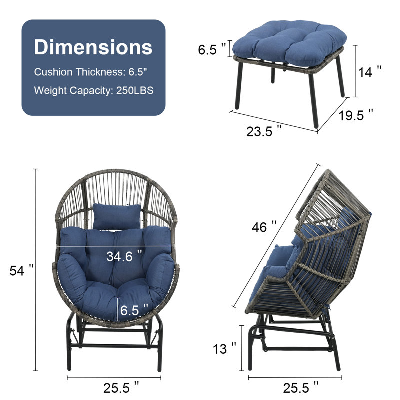 Fauteuil pivotant avec coussin et repose-pieds Swing, Noir, noir, noir, noir, Île Seymour Nord, Galapagos