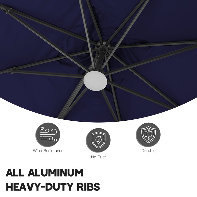 Soheir 157.48'' x 118.11'' Rectangular Lighted Cantilever Umbrella, Navy