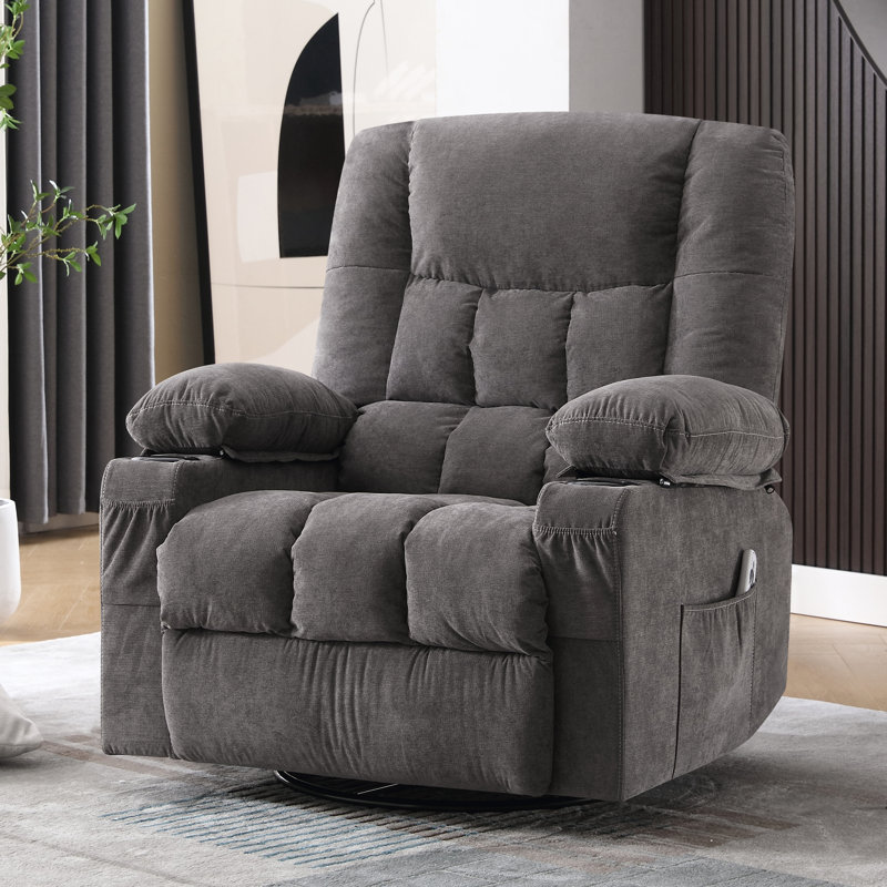 Fauteuil inclinable manuel pivotant avec chaleur et vibrations Oates, Mélange de polyester gris