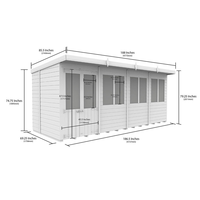 16ft x 6ft Pent Summer House