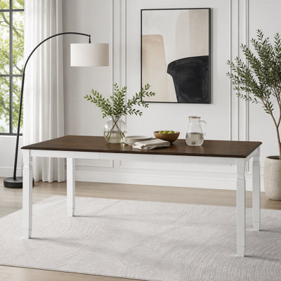 Extendable Dining Table 59 to 77 Inches with Rubberwood Legs