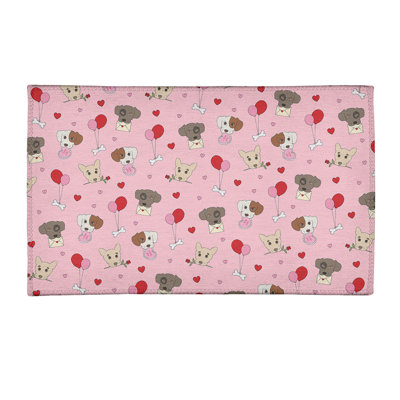 Tapis rose/rouge/gris fait main