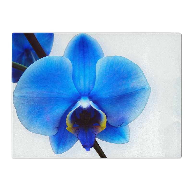 Flower Blue Orchid  Glass Chopping Board