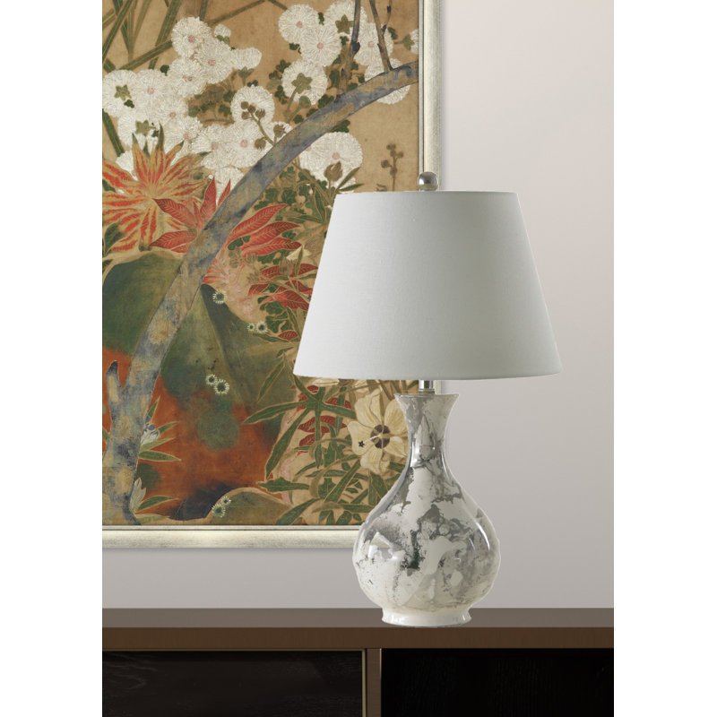 Lampe de table 25 po Jar, Blanc; argent