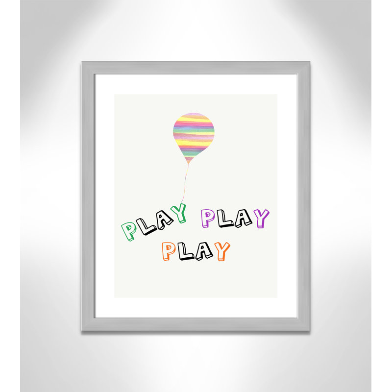 Play Play Play, impression sur papier, H 24,5 po x l 20,5 po x P 0,6 po, Encadré plat argent