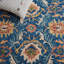 Tapis oriental en coton et laine bleu / vert Roshaunda-861692067