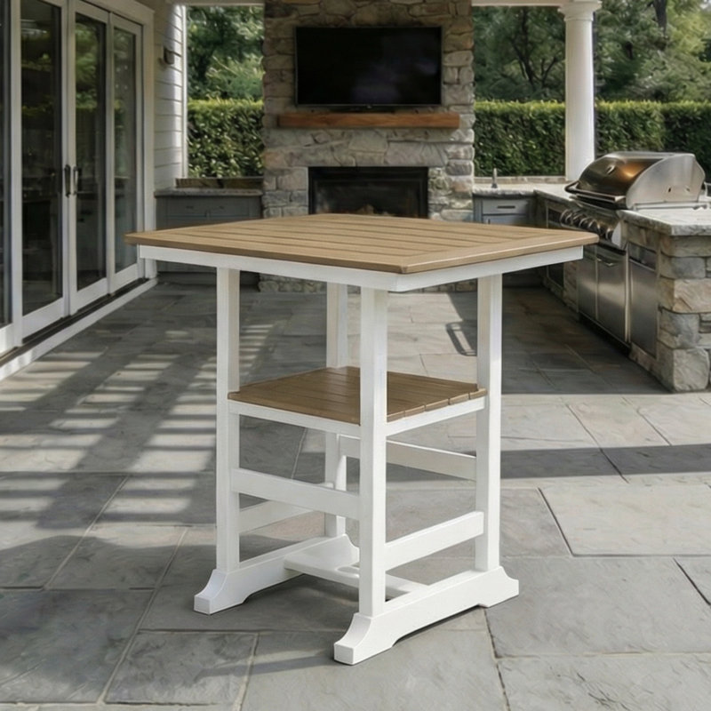 Table de comptoir carrée 37 po Featherstone, blanc, H 36,75 po x l 36,75 po x P 36,75 po, Beige / Blanc