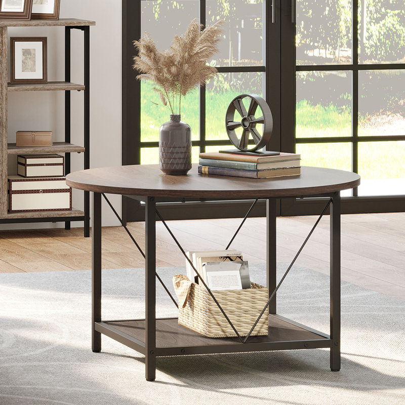 Bertran 4 Legs Coffee Table with Storage, Dark Brown, Black