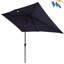 Parasol 10X6.5Ft rectangulaire avec lumières solaires - - bleu marine antichoc-1036168963