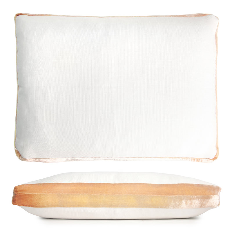 Double Tuxedo Reversible Throw Pillow, Gold Beige, Rectangle 14"H x 20"W