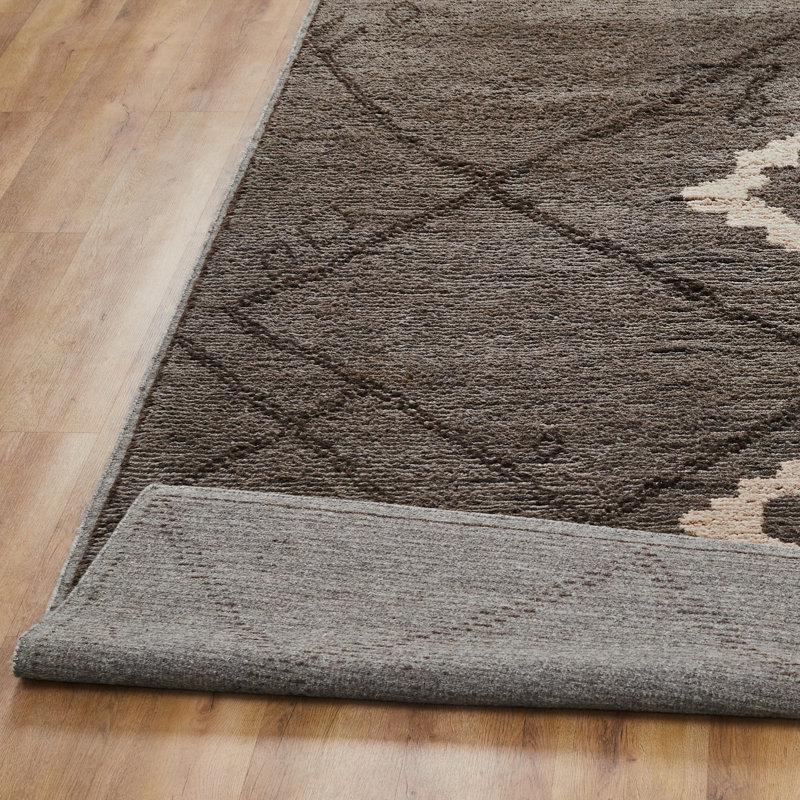 Urban Ridge Wool Hand Knotted Area Rug in Charcoal Lattice, Rectangle 8' x 10'