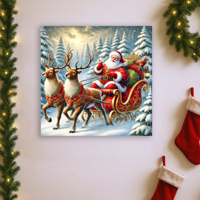 «Santa's Majestic Sleigh Ride: Enchanted Forest Journey», art sur toile