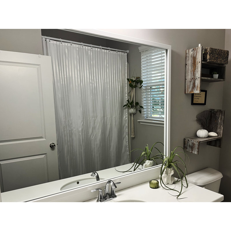 Wood Framed Mirror with Safety Backing Ideal for Bathroom / Vanity Mirror Ellis Collection, 28" x 54", Pure White