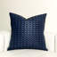 Housse de coussin réversible en similicuir bleu-115992006