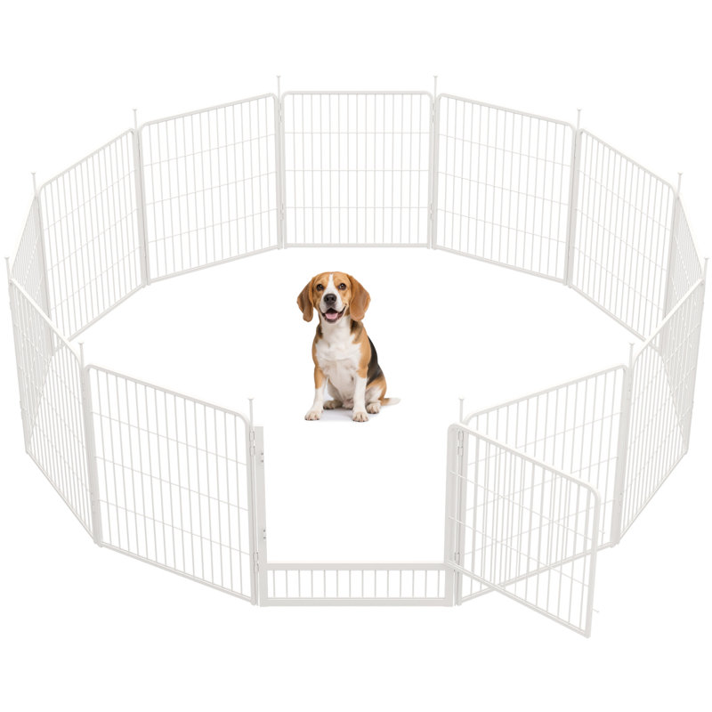 Panneaux de enclos pour chien multi-tailles en métal avec 1 porte, H 32 po x l 321,6 po, Blanc