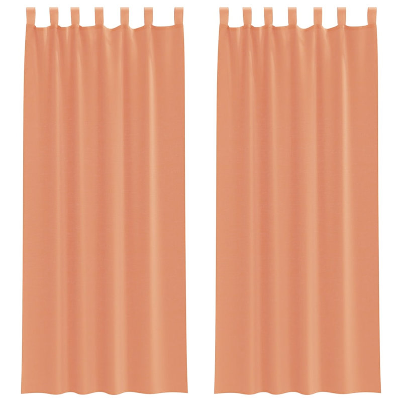 Semi Sheer Curtain Pair, 140cm Width x 260cm Drop, Terracotta