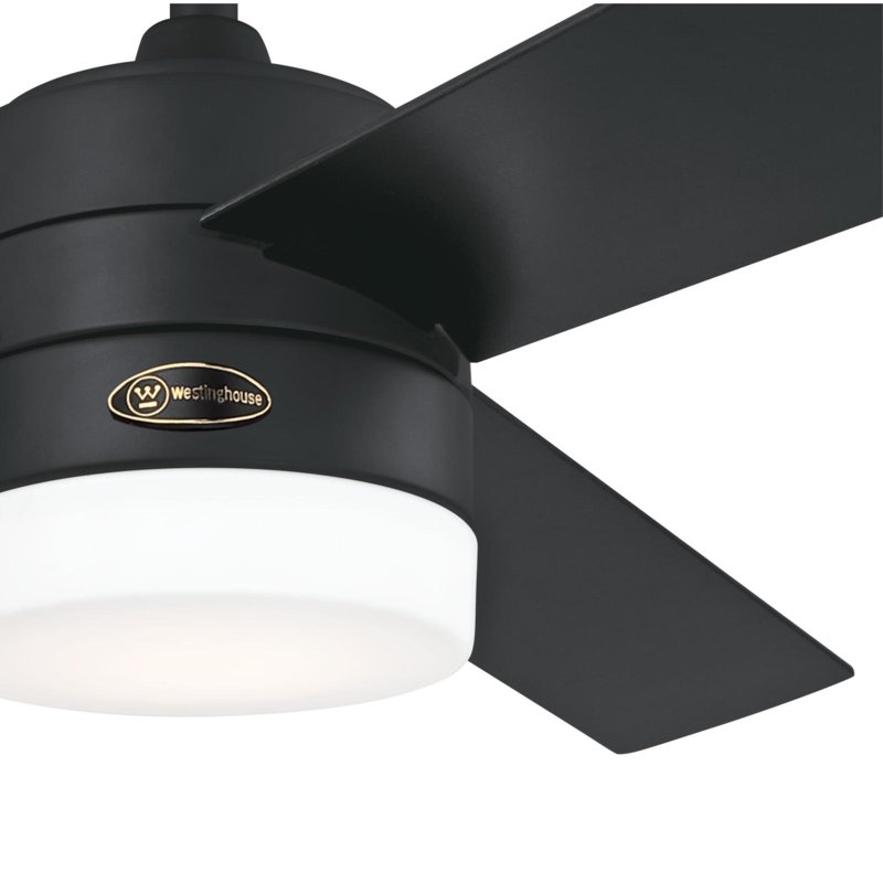 Ventilateur de plafond intelligent Wi-Fi Alexa, lumière DEL, télécommande 52 pouces, verre givré opale, Noir mat