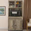 Buffet de cuisine gris avec portes vitrées