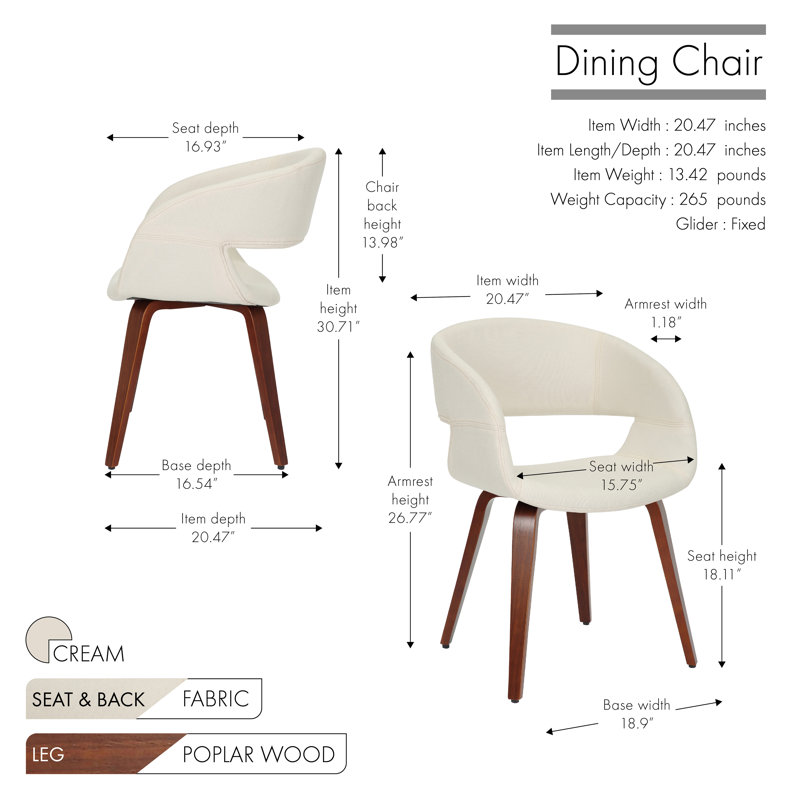 Chaise de salle à manger Blythers, Crème