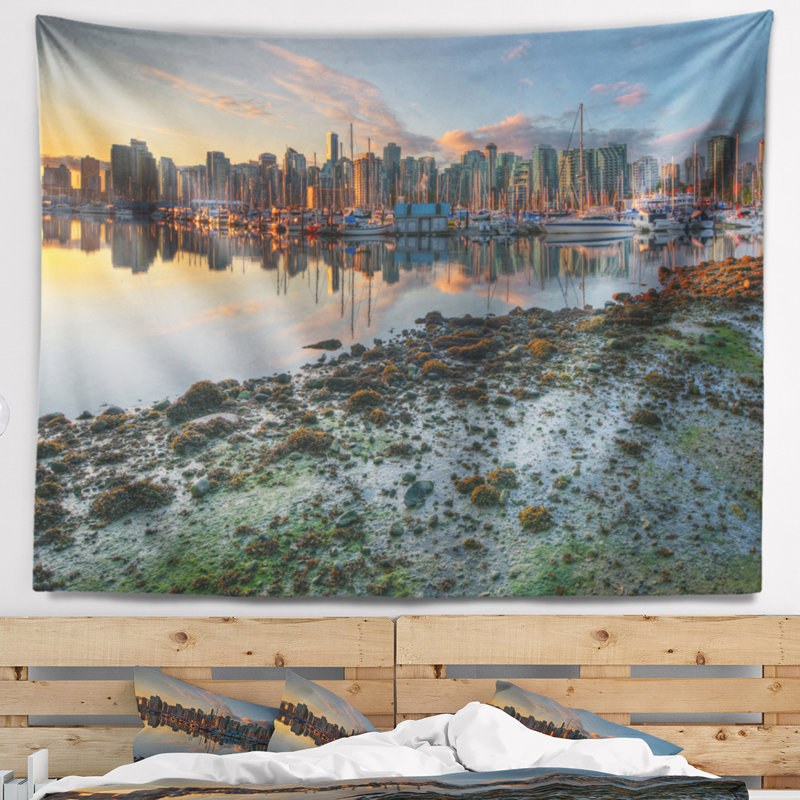 Bord de mer magnifique au lever du soleil au centre-ville de Vancouver, H 32 po x l 39 po