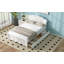 Lit plateforme simple en bois avec tête de lit, pied de lit et deux tiroirs spacieux, blanc, aucun sommier requis (matelas non inclus)