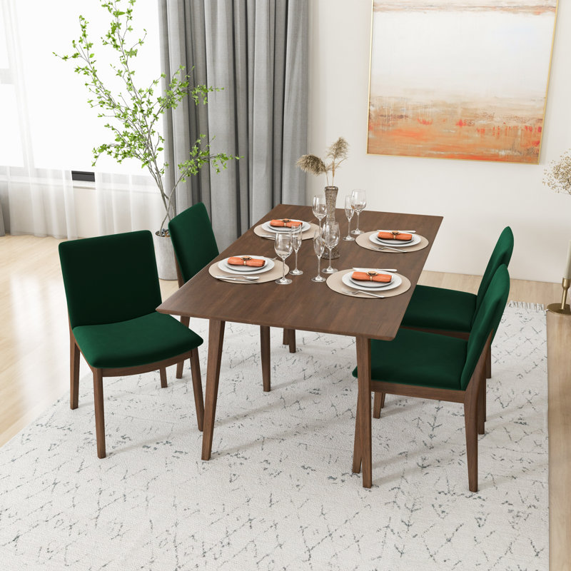Ensemble repas pour 4 personnes Dipson, Noyer, Vert