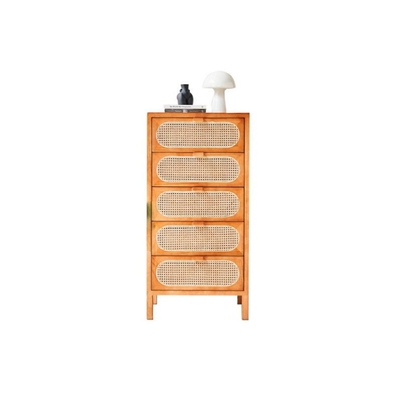 Large Capacity Solid Wood Rattan Accent Cabinet Accent Chest