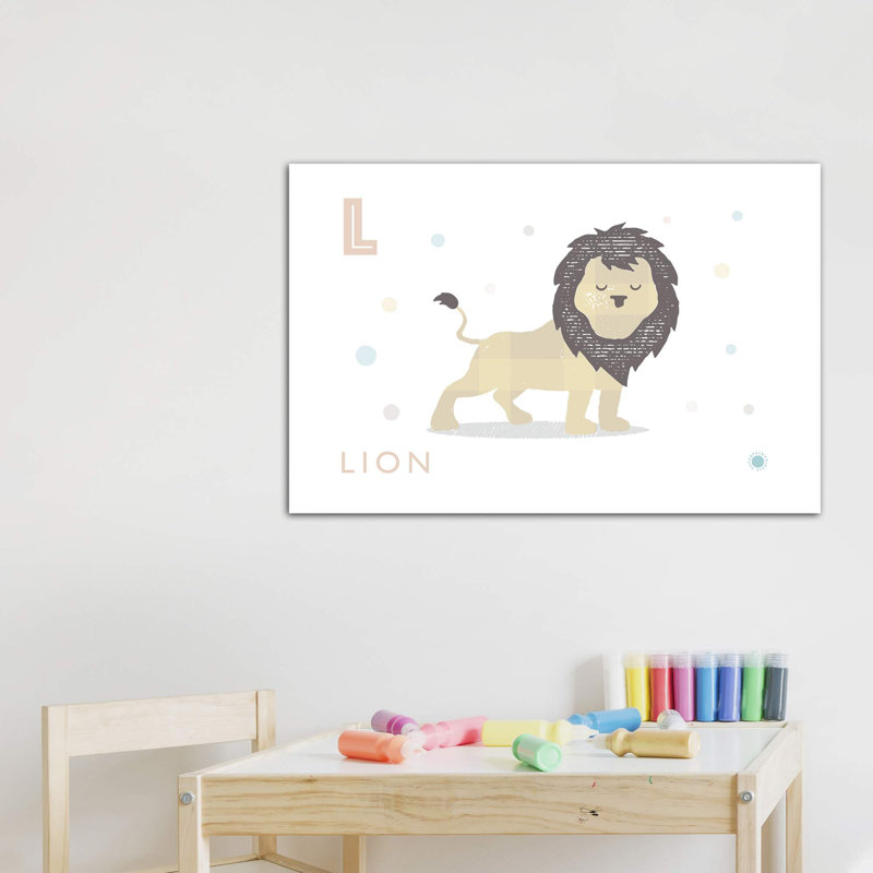 Lion - reproduction d'impression, Toile tendue, H 26 po x l 40 po x 1,5 po, Pas de tapis