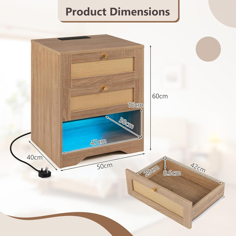 50cm W Particle Board Bedside Table