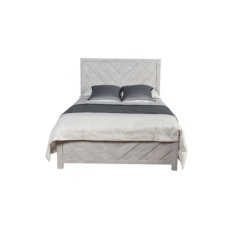 Lit en bois de style moderne Denver, Naturel antique, Grand lit