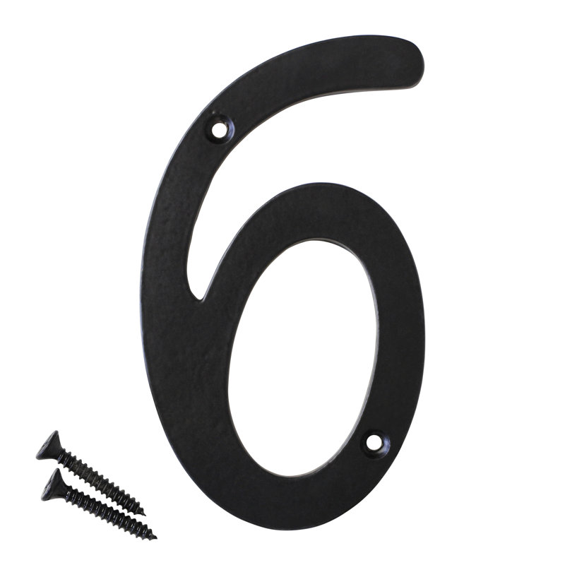 5 po. Numéro de maison de surface / encastré, 6, Noir, noir, noir, noir