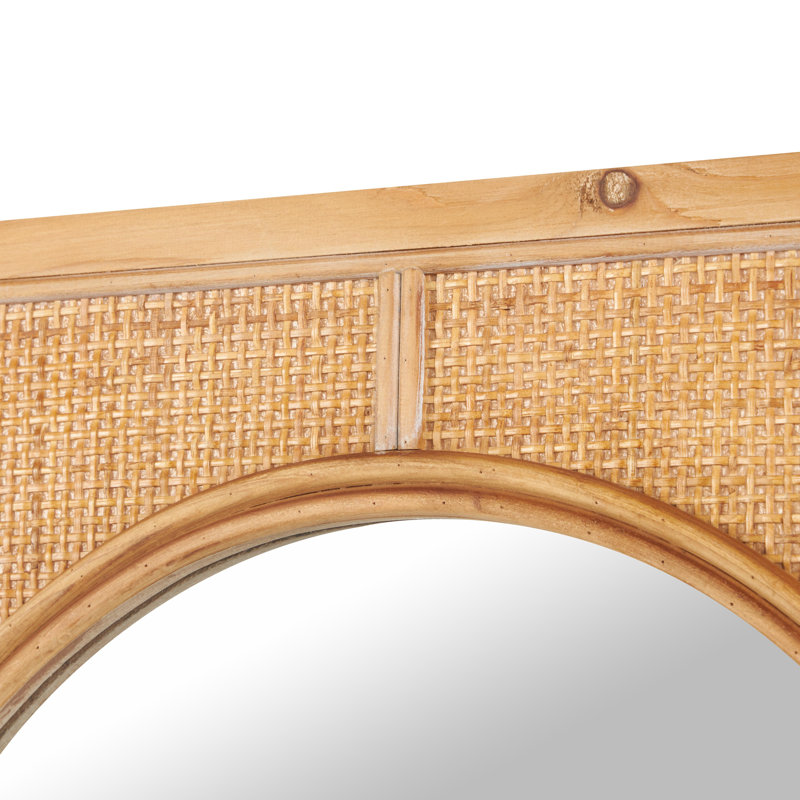 Rattan Brown Wall Mirror with Oval Center