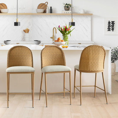 Coastal Rattan Counter Stool(Set of 3)