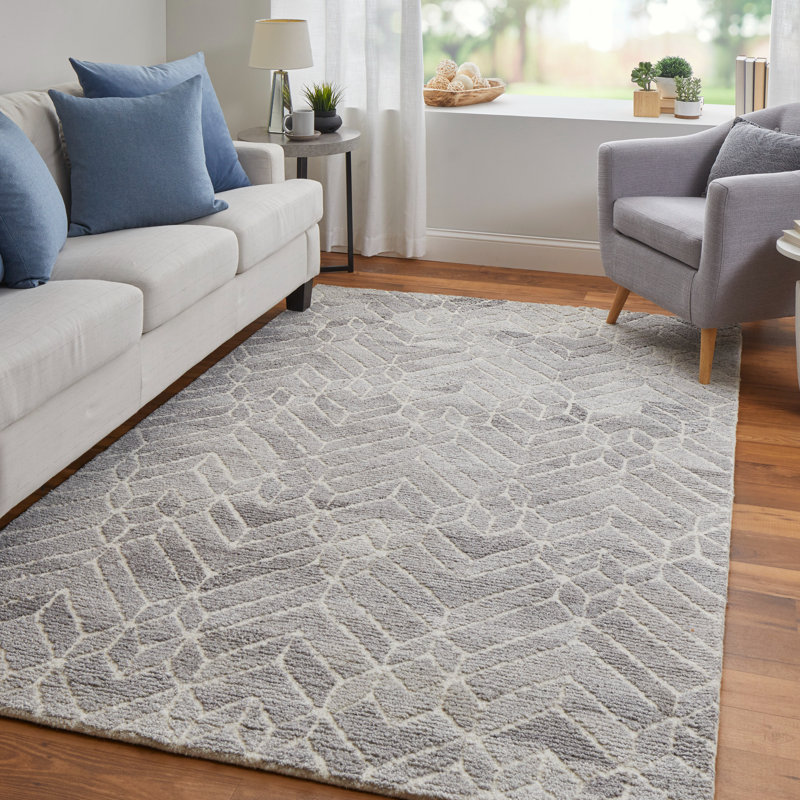 Tapis gris en laine Amirah, Rectangle 9 pi x 12 pi
