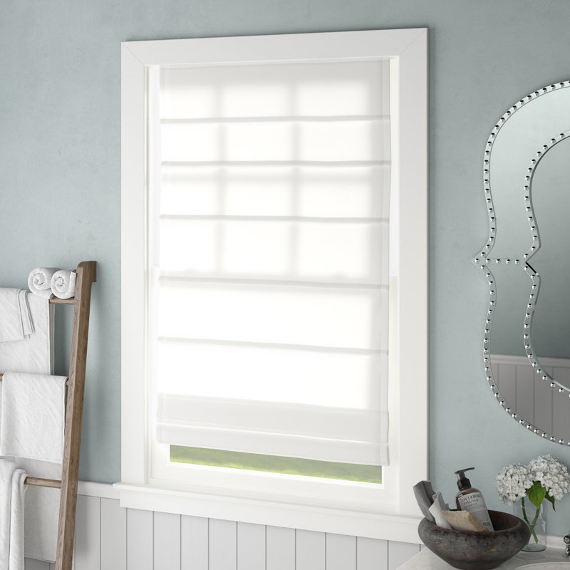 Room Darkening Roman Shade, 29" W x 64" L, Alabaster