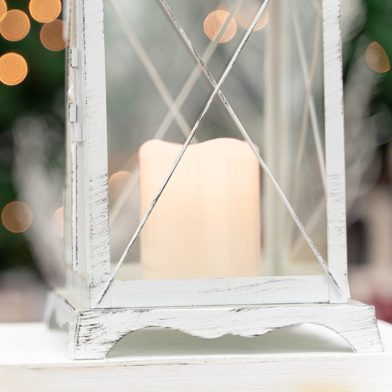 Metal Tabletop Lantern, 14.5" H x 6.5" W x 6.5" D