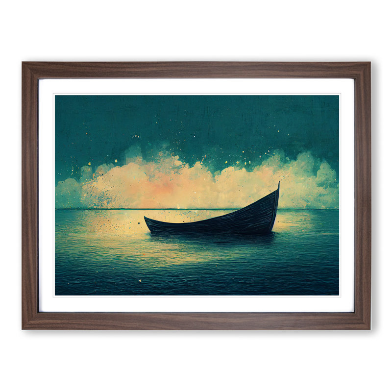 Boat Splashed Vol.2 - Single Picture Frame Painting, 46cm H x 64cm W x 2cm D, Walnut Framed