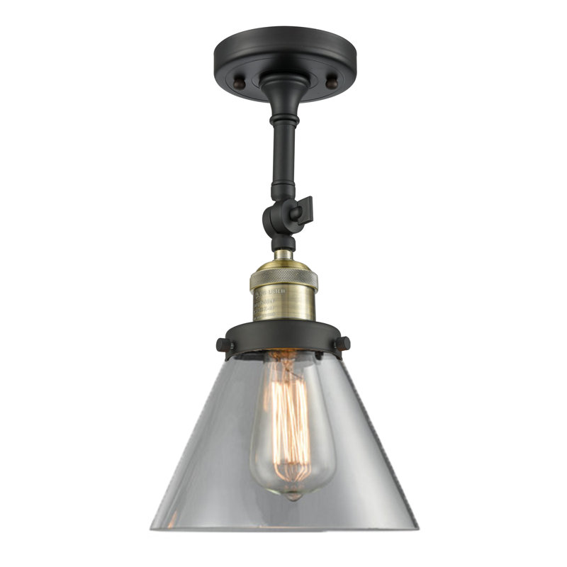 Milazzo Glass Semi Flush Mount, Clear, 13.5" H x 7.75" W x 7.75" D, Satin Gold
