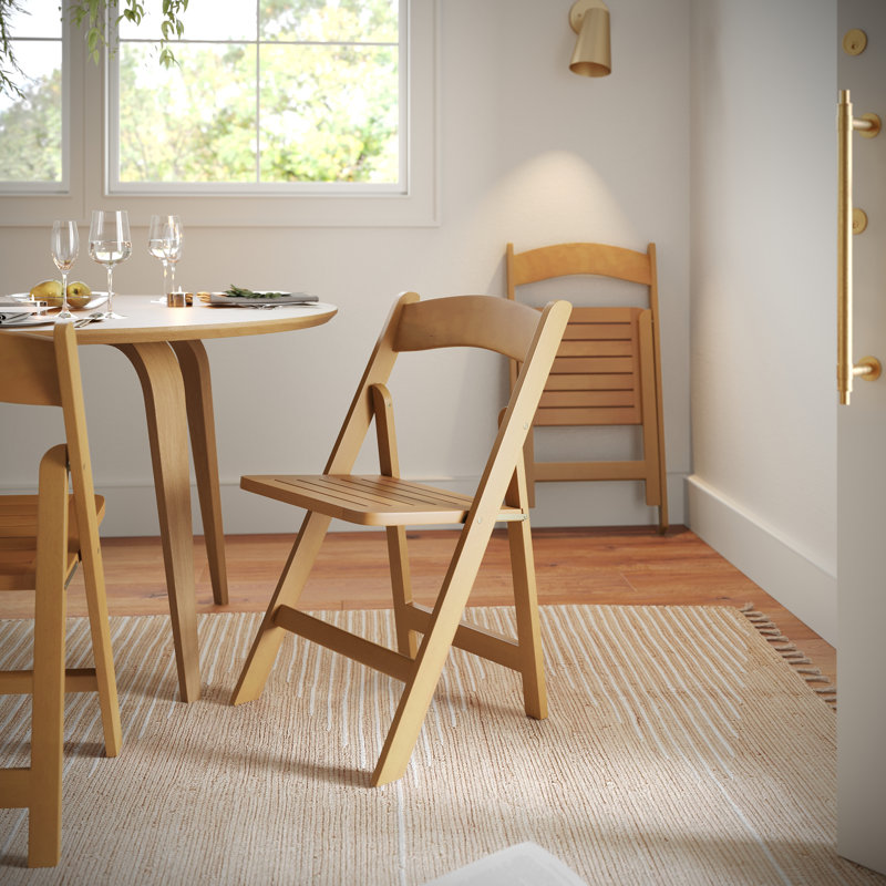 Commercial Grade Solid Wood Portable Folding Dining Chair, Natural