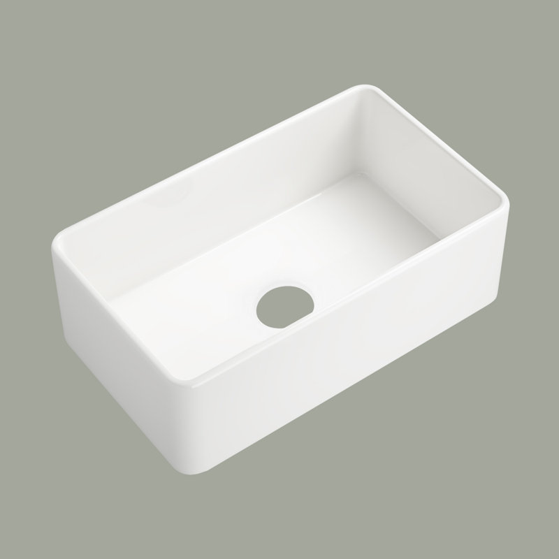 Évier de cuisine à simple cuve en argile réfractaire, Blanc, H 10 po x l 18 po x L 30 po