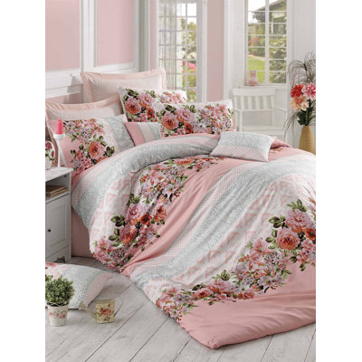Ensemble de housse 3 pièces Devet rose / beige / bleu