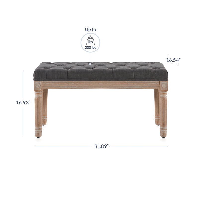 Repose-pieds capitonné standard Herne H 31,89 po, Lin gris foncé