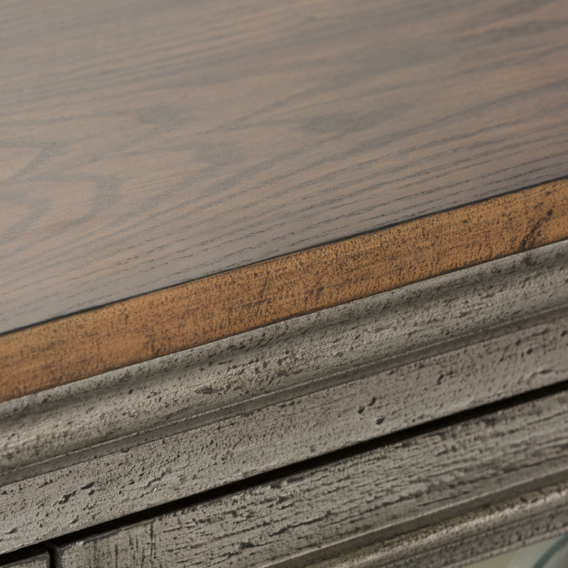 Buffet décoratif en bois massif et manufacturé Zavier, H 36,5 po x l 38 po x P 17 po, Brun